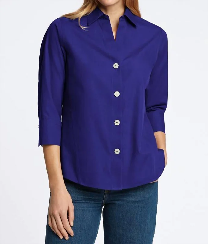 Catch Every Fashion Trend Paityn Essential Pinpoint No Iron Shirt In Royal Blue