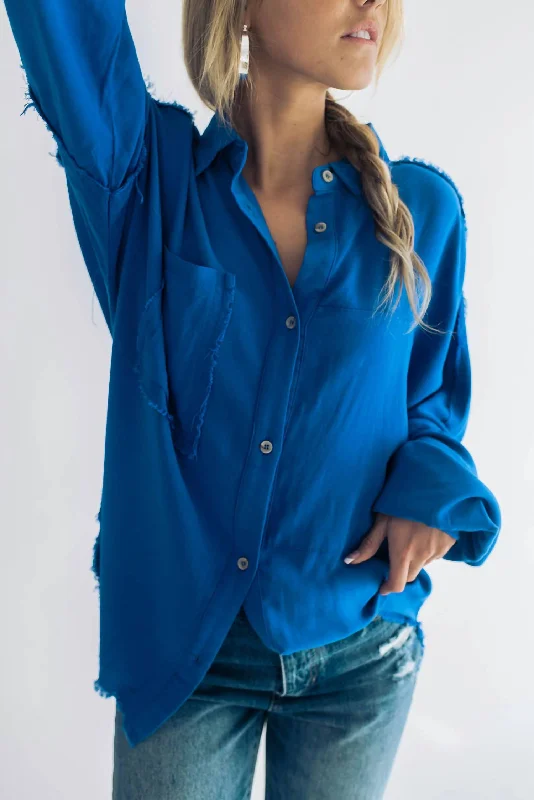 Mega Sale Braelynn Button Up In Cobalt Blue