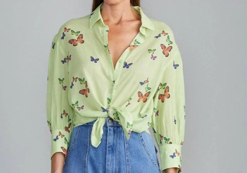 Dive Into Trendy Styles Arbus Top In Flutter Butterfly Print