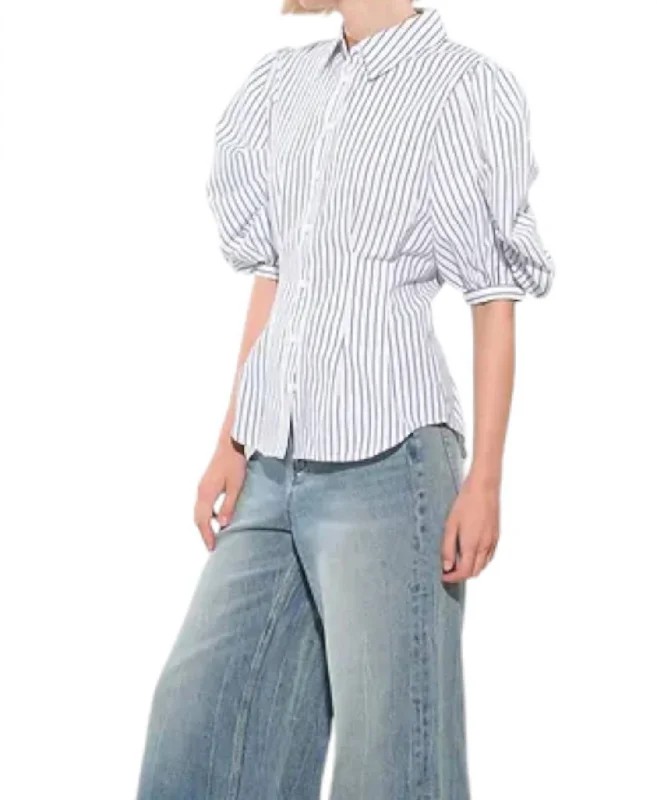 Fresh Styles, Fresh Deals A Striped Woven Top In White