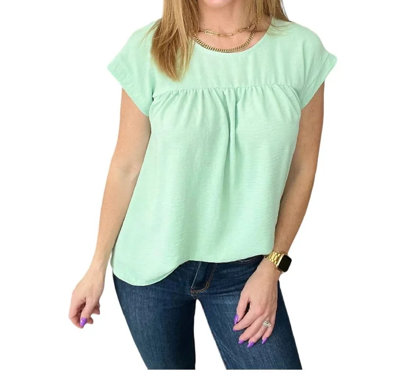 Style Revolution Airflow Babydoll Top In Sage