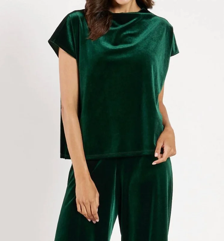 Contemporary Casual Deals Tillie Stretch Velvet Top In Palace Green