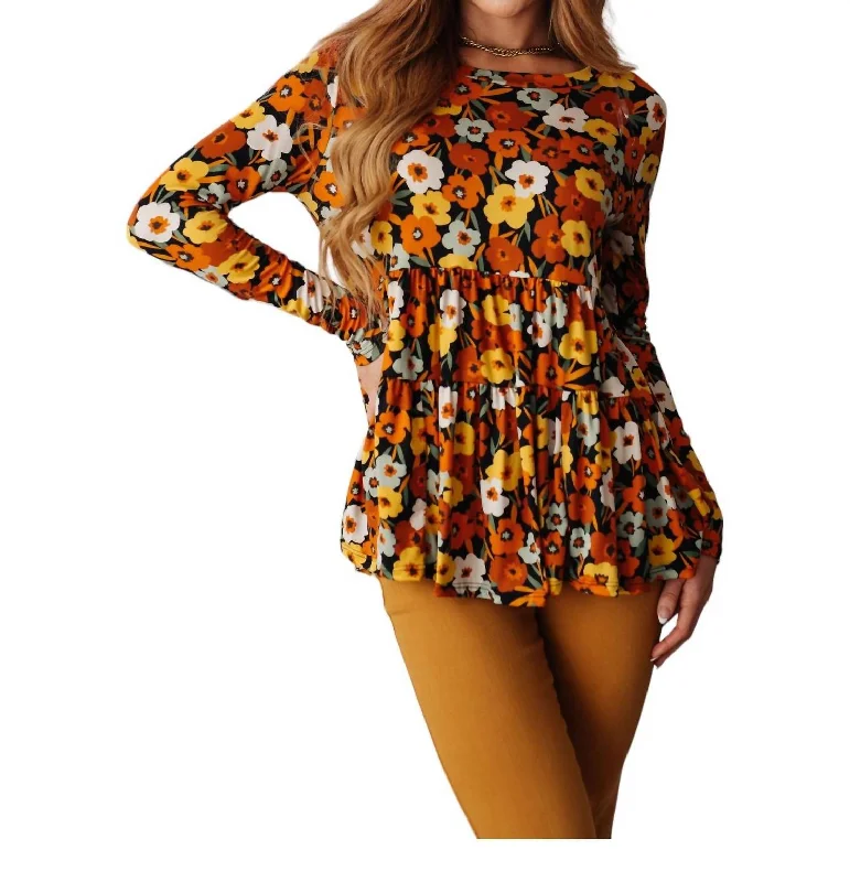 Fashionista Sale Let's Get Going Top In Orange Floral