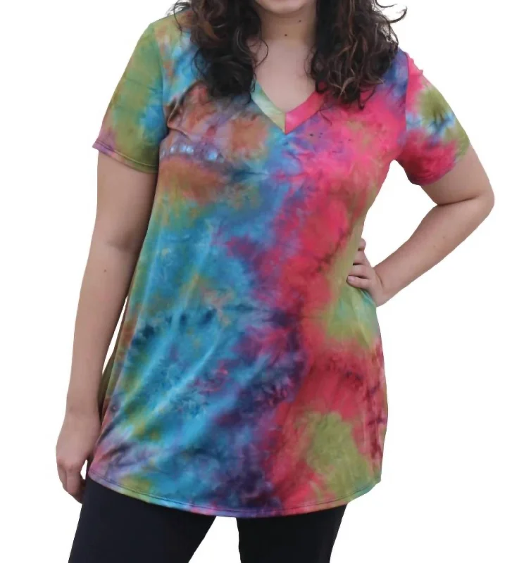 Fall Sale, Prices Drop Tie Dye Top In Teal/coral