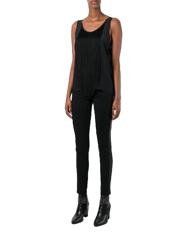 Clearance Sale, All Cheap Silk Fringe Top In Black