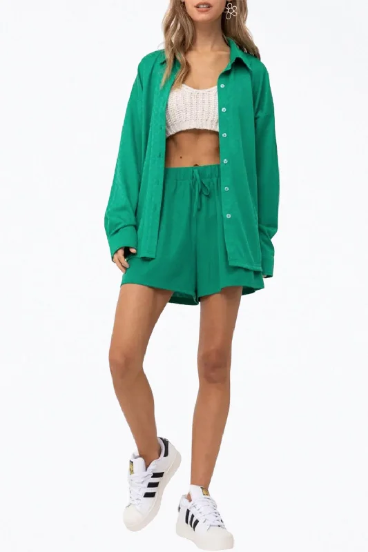 Minimalist Fashion Sale Oversized Checkered Stretch-Jersey Shirt In Green