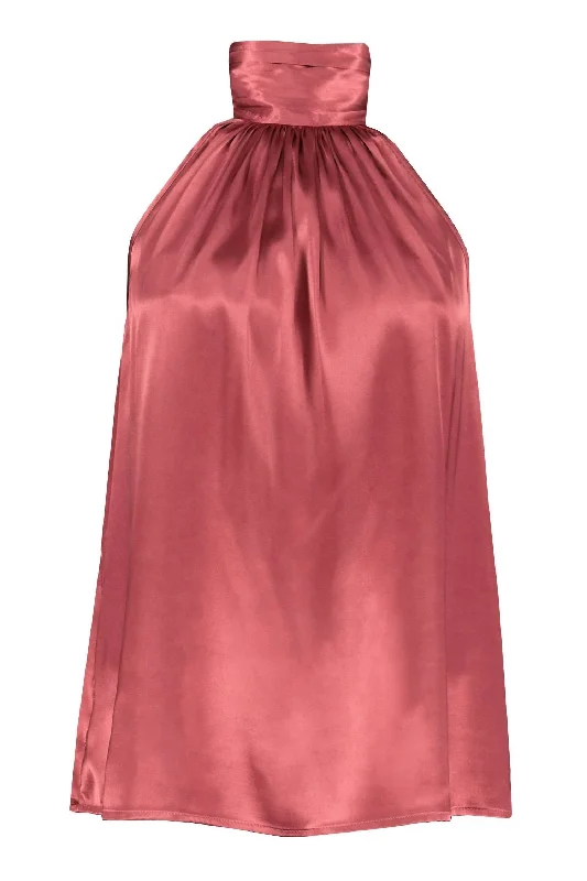 Exclusive Deals Online Esme Tie Neck Halter Top In Rose Metallic