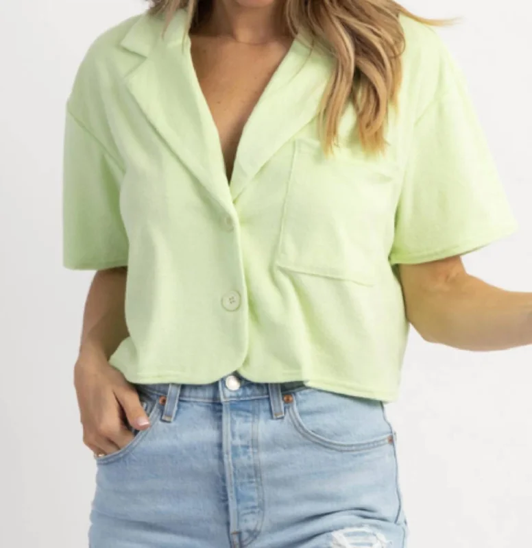 Sustainable Fashion Extravaganza Oh Pool Boy Terrycloth Top In Lime