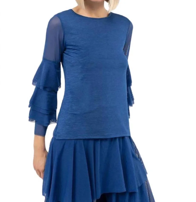 Fashion-Forward Azurmsh Ruffle Sleeve Top In Royal Blue