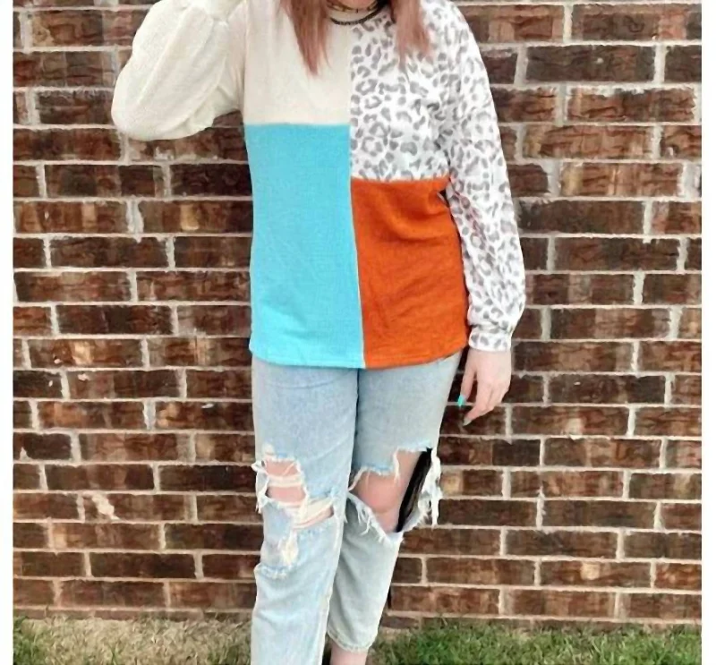 Limited Styles Wild About Fall Colorblock Top In Multi