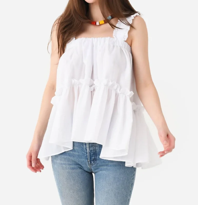 Summer Fashion Flowy Olive Top In White