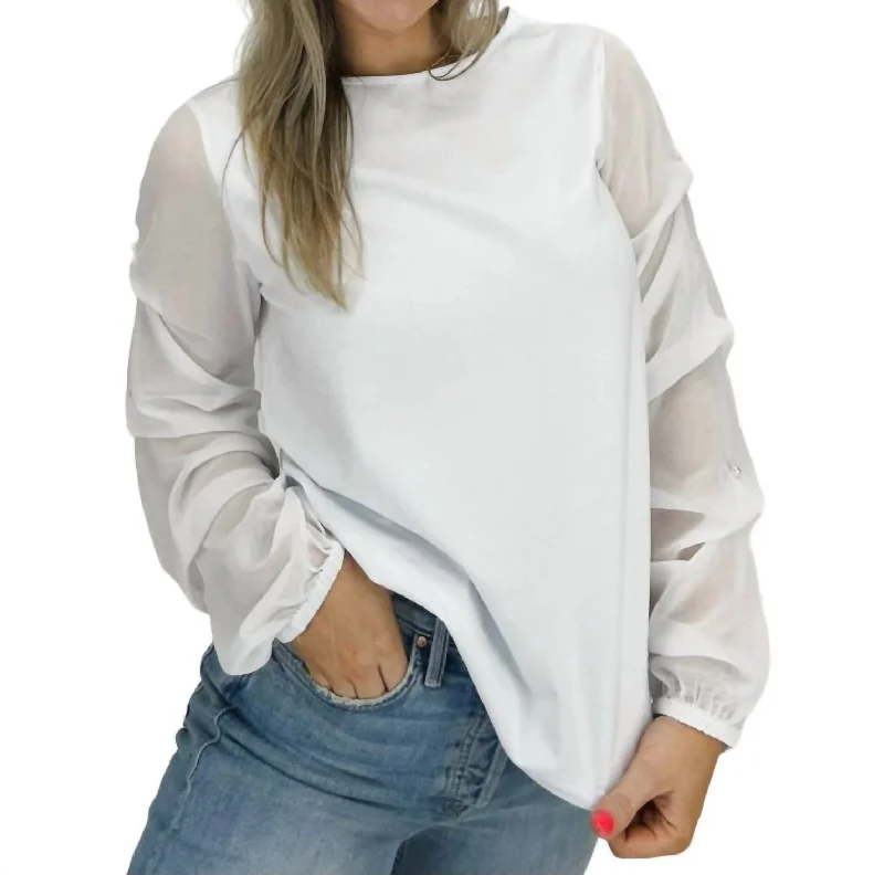 Best Sellers Dolly Ruched Sleeve Top In White