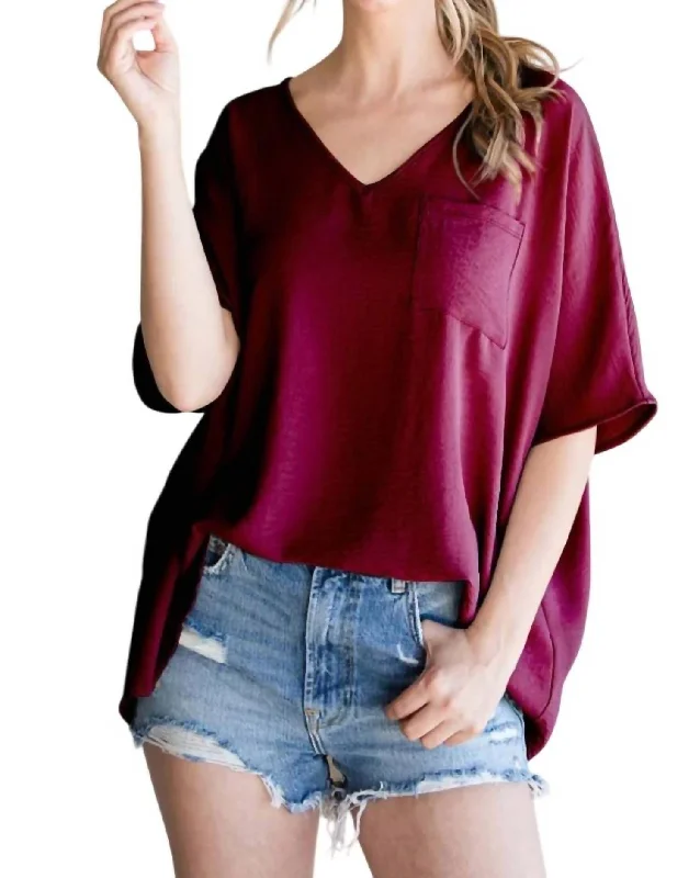 Chic Style Discounts Burst Of Joy Top In Wine