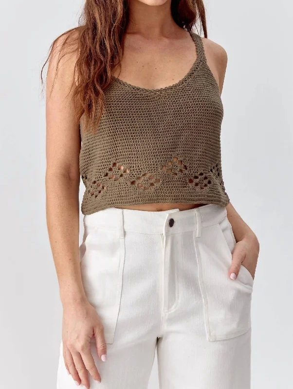 Find Your Unique Flair Dixie Crochet Top In Olive