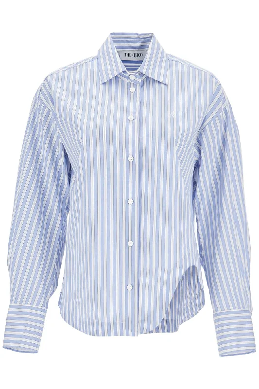 Casual Chic Deals The Attico Women's blue Striped Oversized Cotton Shirt