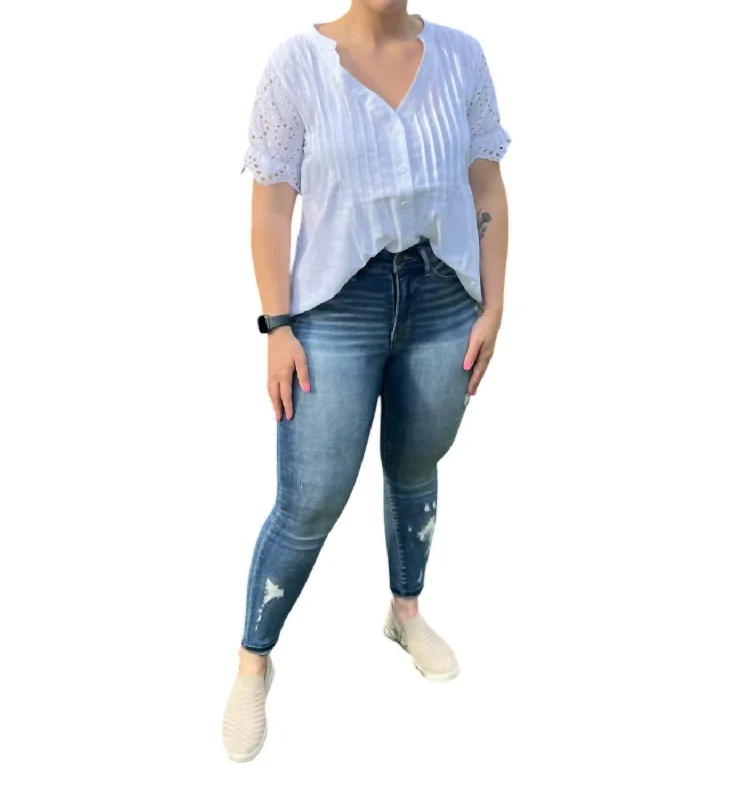 Budget-Friendly Fashion Button-Up Top In White