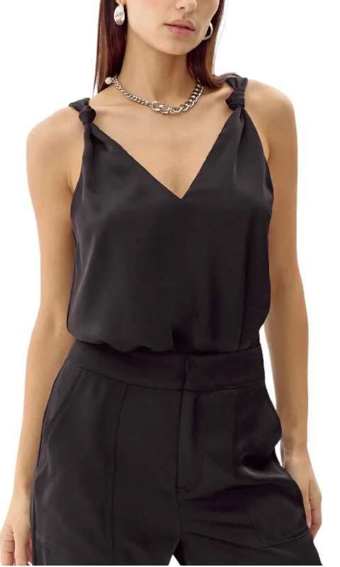 Limited Stock, Big Discounts Kassi Shoulder Knot Satin Top In Black