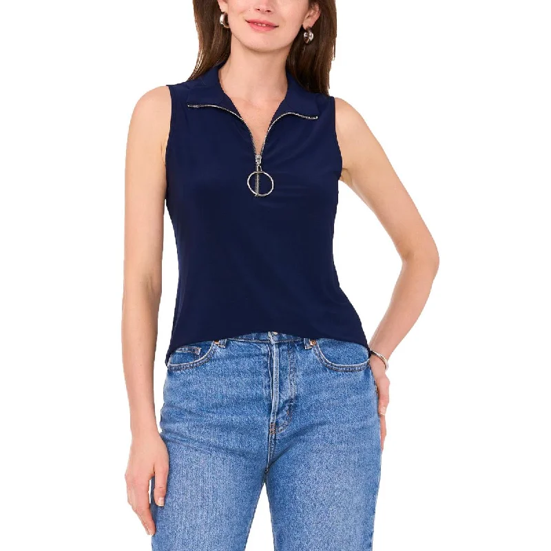 Holiday Attire Sale Womens Zip Front Mock Neck Shell