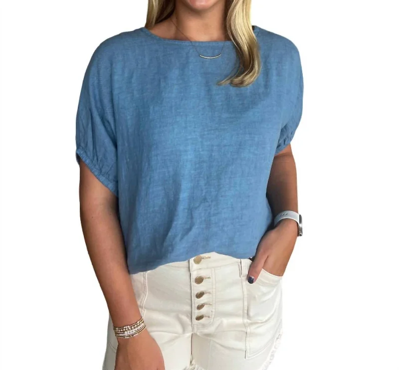 Stylish Statements Linen Top In Blue