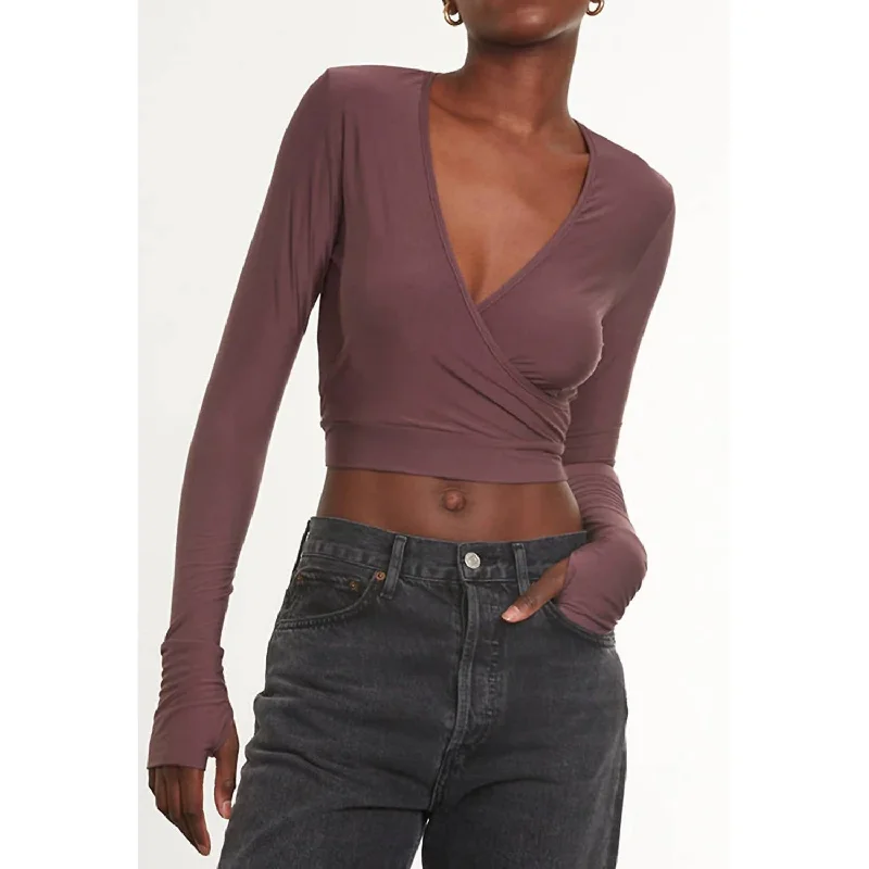 Weekend Exclusive Butter Wrap Top With Thumb Holes In Mink