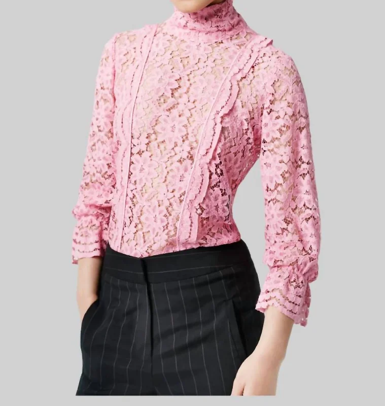 Explore What's New Scalloped Lace Top In Flamingo