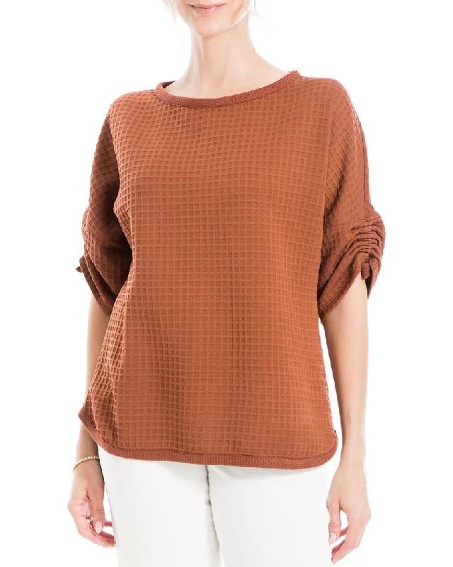 Relaxed Style Max Studio Ruched Sleeve Top