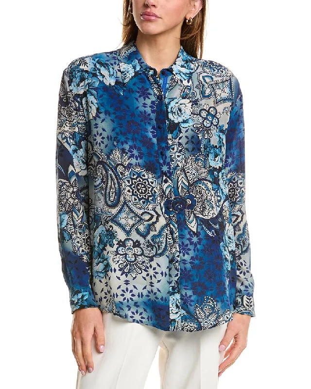 Best Deals Of The Season Johnny Was Oversized Pleat Silk Shirt