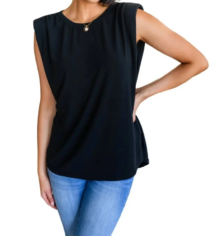 Spring Offer Juke Box Hero Shoulder Pad Top In Black