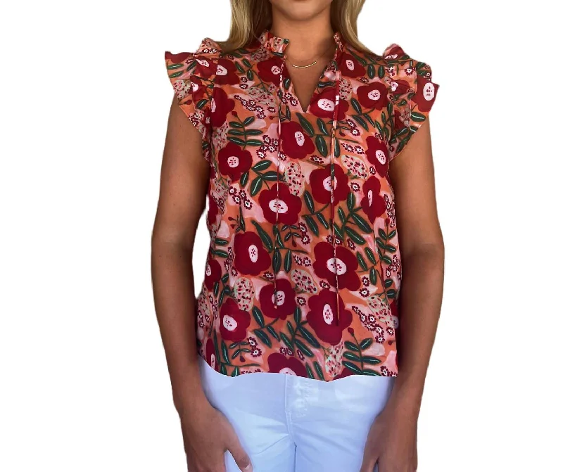 Comfortable Chic Ora Top In Poppies