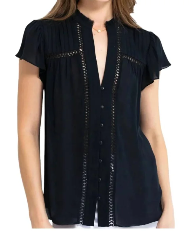 Crazy Discounts, Hurry Up Chez Flutter Sleeve Top In Black