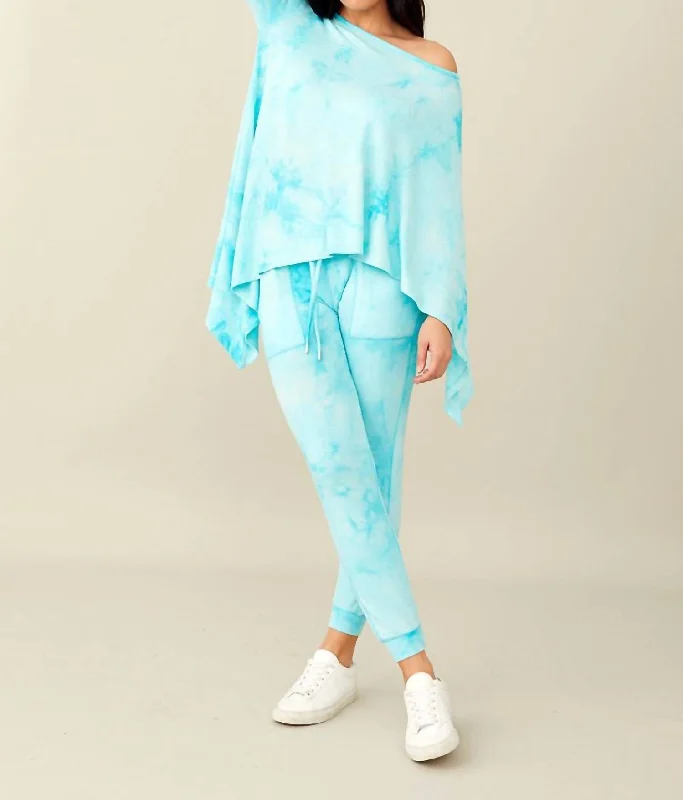 Chic And Trendy Soft Stretch Asymmetrical Tie Dye Top In Surf