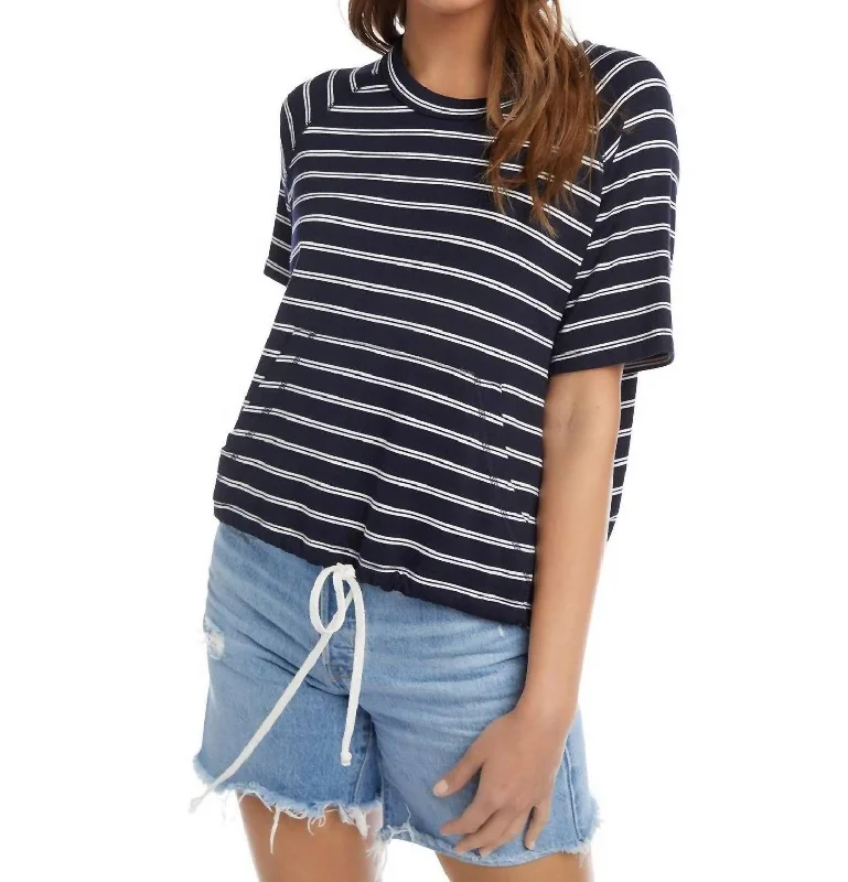 Latest Trends Drawstring Top In Stripe