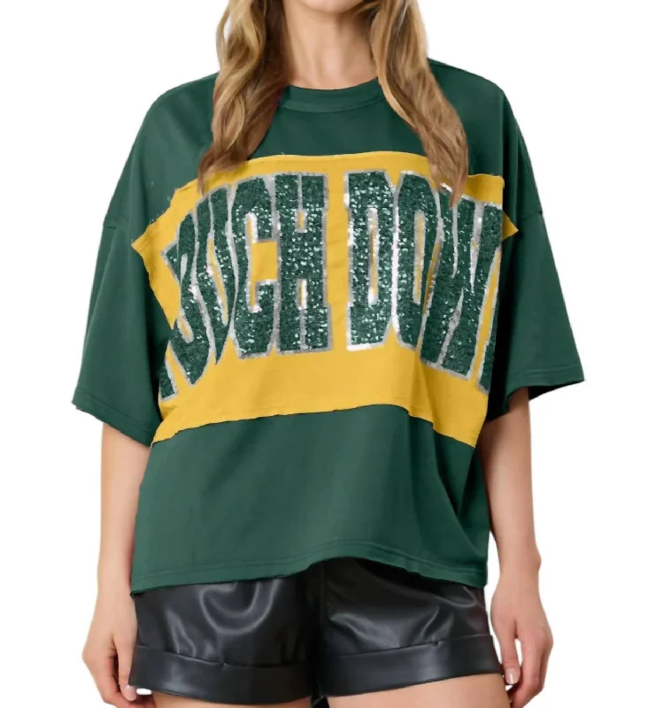 Style Upgrade Touch Down Sequin Shirt In Green