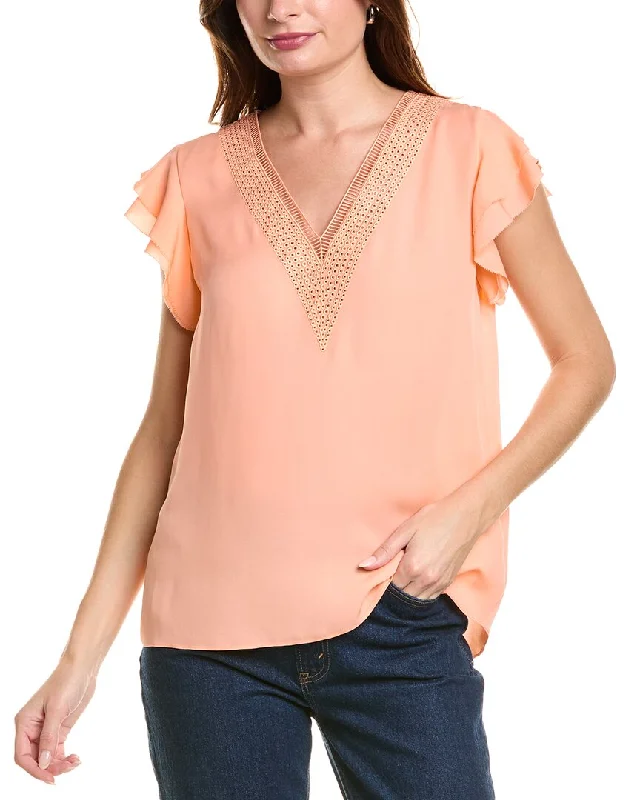 Dive Into Trendy Styles Elie Tahari Embroidered Silk Shirt