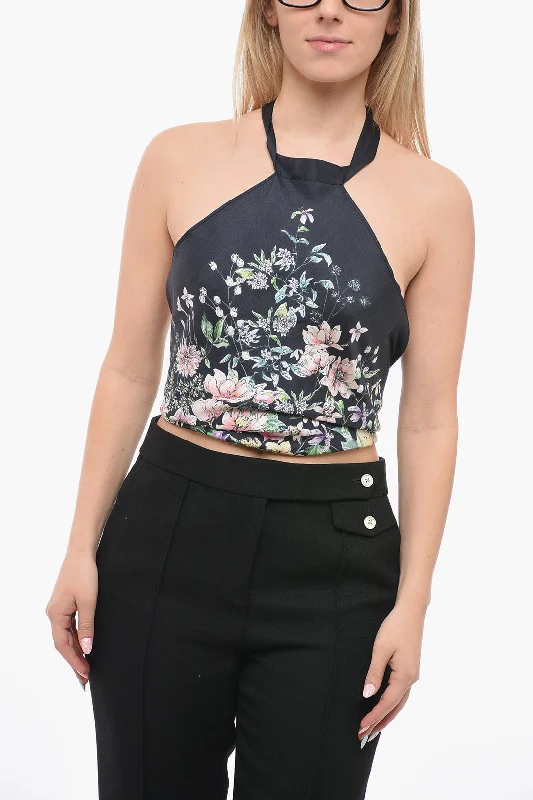 Limited Time Special Offer Dior Halter Top Floral Print Silk Top