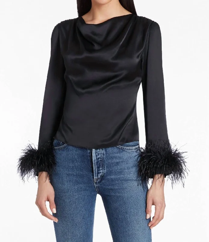 New Arrivals Presley Silk Top In Black