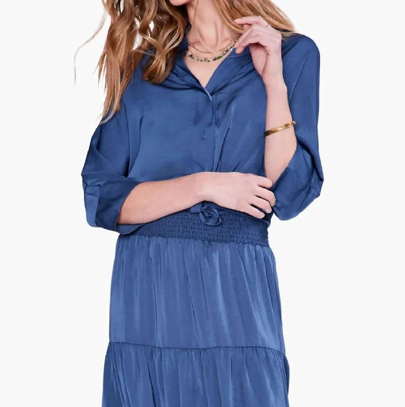 Timeless Style Promotions Soft Drape Town Shirt In Deep Ocean