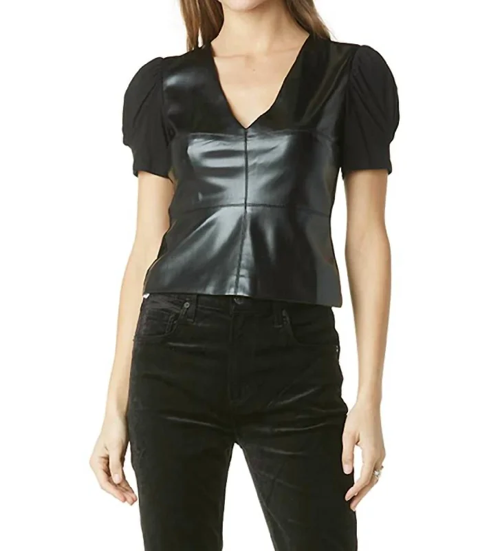 Urban Fashion Harper Vegan Leather Top In Black