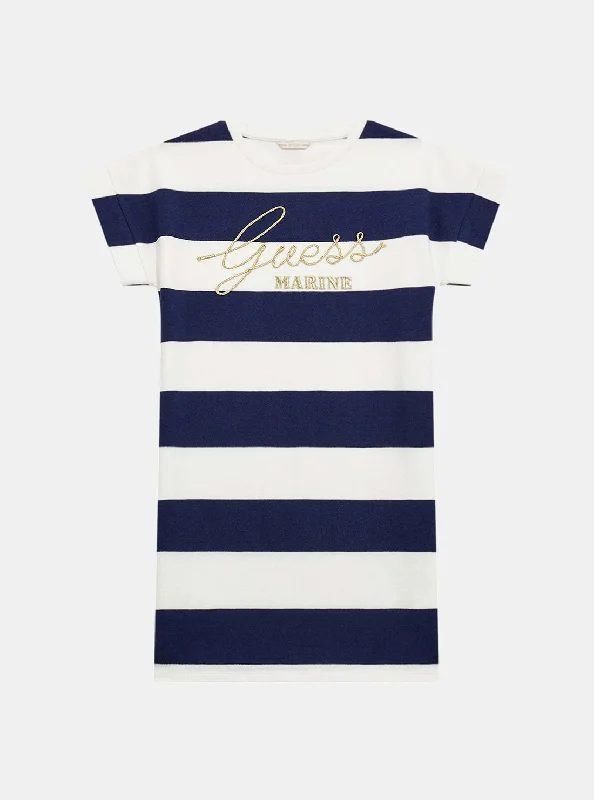 Women's Casual Apparel For Weekends Limited Time Flash Sale Blue Stripe Terry Short Sleeve Dress (7-16) Women's Casual Apparel For Weekends Limited Time Flash Sale Blue Stripe Terry Short Sleeve Dress (7-16)