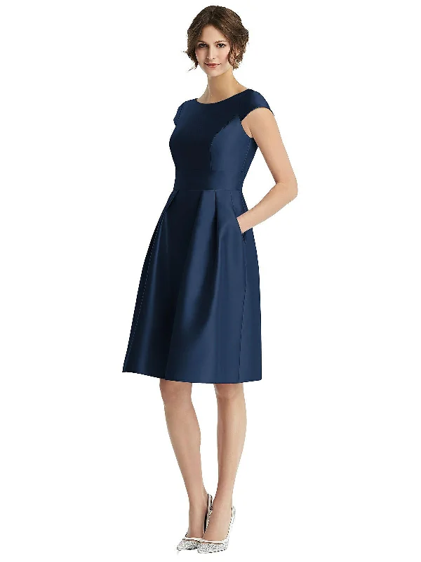Women's Formal Apparel Everyday Elegance Sale Cap Sleeve Pleated Cocktail Dress with Pockets Women's Formal Apparel Everyday Elegance Sale Cap Sleeve Pleated Cocktail Dress with Pockets