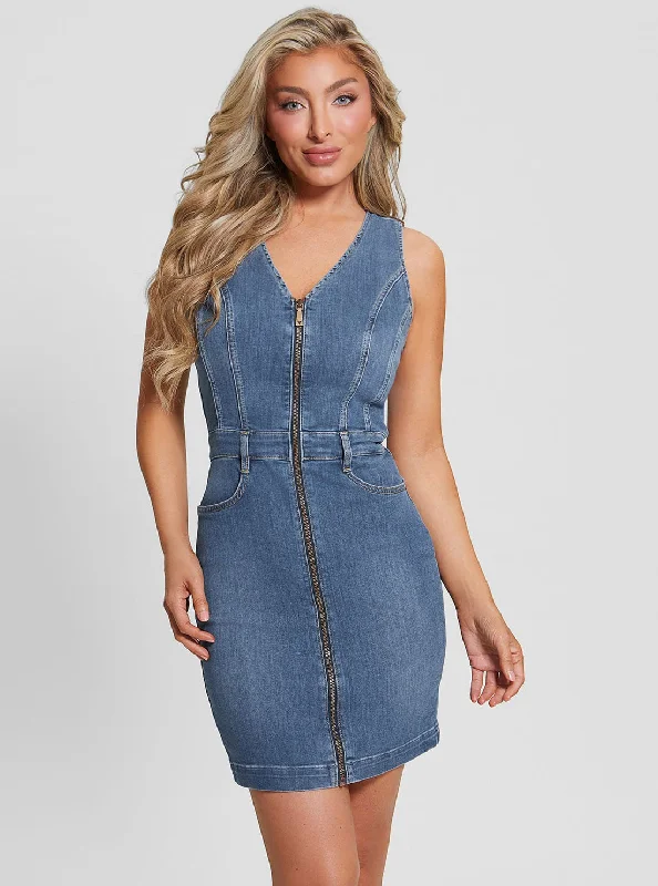 Comfortable Garments For Women Retro Style Promotions Eco Blue Micol Denim Mini Dress Comfortable Garments For Women Retro Style Promotions Eco Blue Micol Denim Mini Dress