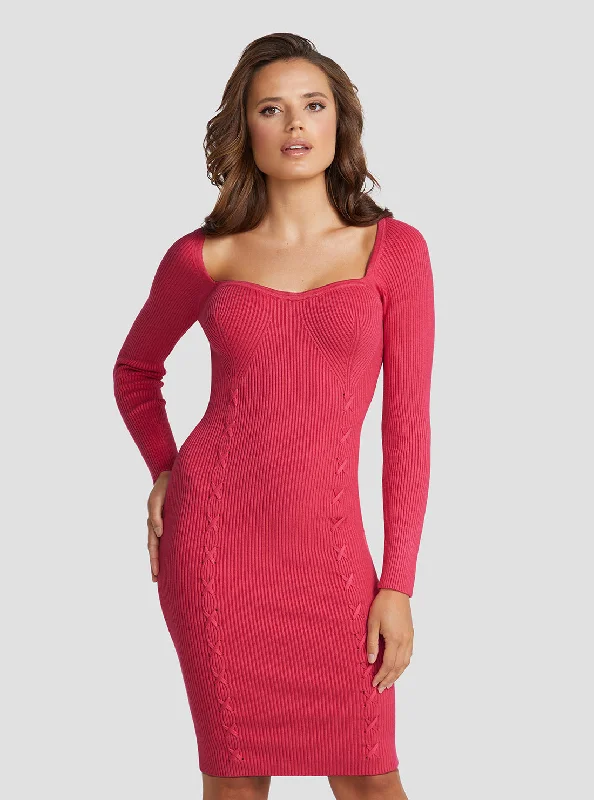 Women's Elegant Evening Attire Playful Fashion Offers Eco Pink Margot Knit Midi Dress Women's Elegant Evening Attire Playful Fashion Offers Eco Pink Margot Knit Midi Dress