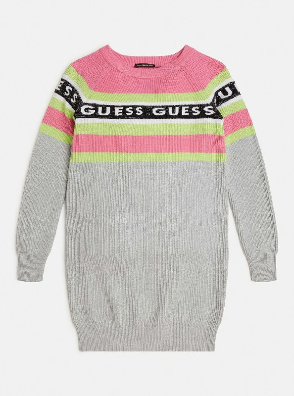 Women's Seasonal Garments Contemporary Fashion Sale Grey Pink Knit Logo Dress (7-16) Women's Seasonal Garments Contemporary Fashion Sale Grey Pink Knit Logo Dress (7-16)