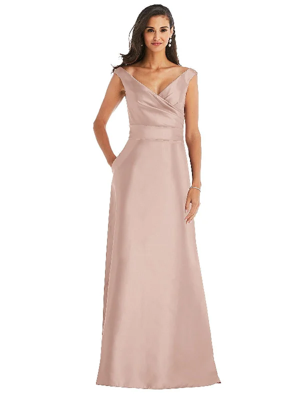 Women's Sports Apparel Easy Elegance Sales Off-the-Shoulder Draped Wrap Satin Maxi Dress Women's Sports Apparel Easy Elegance Sales Off-the-Shoulder Draped Wrap Satin Maxi Dress