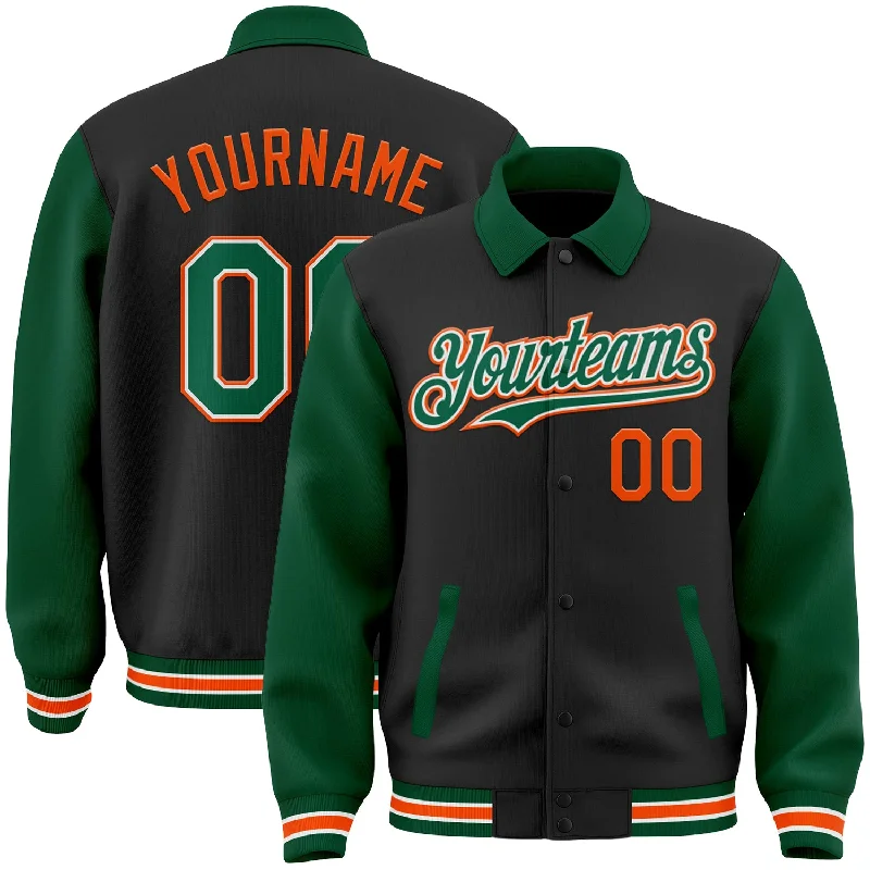 Bold And Trendy Gender-Neutral Outfits Exclusive Discounts Custom Black Kelly Green-Orange Bomber Full-Snap Varsity Letterman Two Tone Lapel Collar Byron Jacket Bold And Trendy Gender-Neutral Outfits Exclusive Discounts Custom Black Kelly Green-Orange Bomber Full-Snap Varsity Letterman Two Tone Lapel Collar Byron Jacket