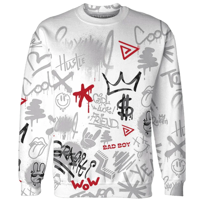 Functional And Stylish Unisex Outerwear Enjoy Discount NastyJamz Cement Grey 3s Sweatshirt Match Graffiti King Doodle Style All-Over Print Functional And Stylish Unisex Outerwear Enjoy Discount NastyJamz Cement Grey 3s Sweatshirt Match Graffiti King Doodle Style All-Over Print