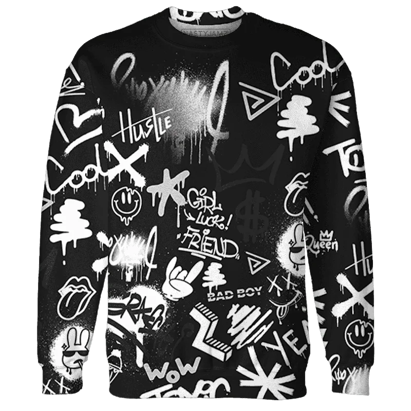 Modern Unisex Clothing For Any Occasion Style Redefined NastyJamz White Thunder 4s Sweatshirt Match Graffiti King Doodle Style All-Over Print Modern Unisex Clothing For Any Occasion Style Redefined NastyJamz White Thunder 4s Sweatshirt Match Graffiti King Doodle Style All-Over Print